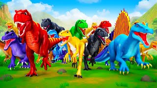 Dinosaur Race: 50 T-Rex vs 50 Raptors vs Spino - Who is Fastest in This Epic Jurassic Battle? 🦖🏆🔥