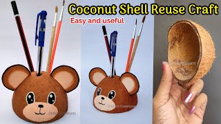 Coconut shell Pen stand/Coconut shell craft ideas/coconut shell craft/best out of waste craft ideas