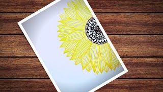 How to draw a sunflower || Sunflower drawing with Zentangle and Mandala Art