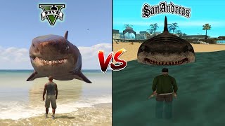 GTA 5 MEGALODON SHARK VS GTA SAN ANDREAS MEGALODON SHARK - WHICH IS BEST?