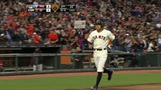 PHI@SF: Pence puts Giants on the board with solo shot