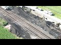 DERAILMENT OF A LOADED COAL TRAIN ON THE UNION PACIFIC CLINTON SUB! DRONE VIEWS AND HEAVY EQUIP.