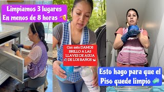 LIMPIAMOS 3 LUGARES EN MENOS DE 3 HORAS, asi damos brillo a las llaves de agua, pisos limpios