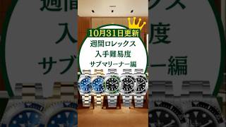 週間ロレックス入手難易度/サブマリーナー編【2024年11月1日更新】 #ロレックスマラソン #watch #rolex