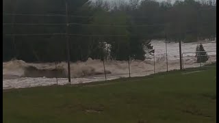 Moment the Dam Gate breaks at Lake | Michigan dam failure caught on video