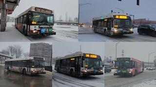 CTA Buses in the Snow on Routes #35, #54, #54B, #55A and #81W