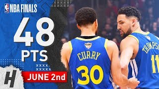Steph Curry & Klay Thompson Game 2 Highlights Warriors vs Raptors 2019 NBA Finals - 48 Pts Combined!