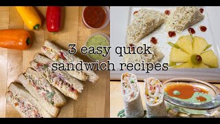 3 easy quick sandwich recipes/Easy sandwich recipe ideas at home/ how to make sandwich