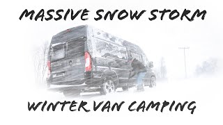 Van Life Winter Camping in Snow Storm - Blizzard in the North - Extreme Weather & Pan Pizza #vanlife