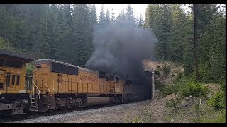 Powerful Oil Train Climbs Pengra Pass; Aerial \u0026 Ground Footage 7/6/2019