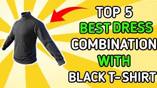 Top 5 Best Dress Combination In Free Fire With Black T-Shirt | Free Fire Black T-Shirt Combination