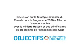 Discussion : Programme 2030 avec Min. Hussen et les bénéficiaires du programme de financement ODD