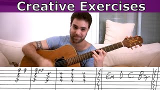 4 Fingerstyle Creativity Exercise Riffs - Guitar Lesson Tutorial w/ TAB