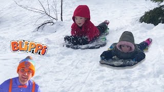 Blippi Winter Outdoor Activities for Children Inspired | SNOW Sledding by Blippi Fans