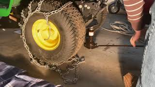 How to EASILY install tire chains on John Deere X370