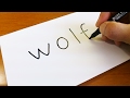 Easy ! How to turn words WOLF into a Cartoon -  Let's Learn drawing art on paper