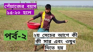 পেঁয়াজ চাষের জন্য ২য় সেচের আগে কী কী সার এবং ওষুধ দিতে হয় দেখুন। পেঁয়াজের বয়স (১৫-২০) দিন।(পর্ব-২)