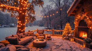 Cozy Winter Porch Melodies ❄️ Jazz Tunes, Snowfall \u0026 Peaceful Vibes for Serene Nights