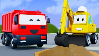 Excavator, Dump Truck Clears Sand Spill Blocking Traffic on Busy Road | Excavator Construction 3D