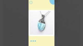 Dominican Larimar Gemstones Pendant Silver Necklace