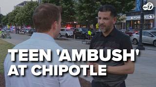 AIR FORCE VETERAN SHIELDS KIDS FROM CHAOTIC TEENS INSIDE CHIPOTLE