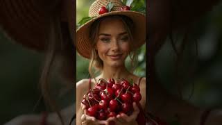 Woman harvesting cherries #farming #agriculture #farm #agro