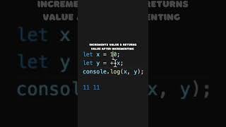 The difference in using the increment operator prefix (++x) or postfix (x++) in JavaScript