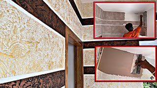 New sitout putty wall texture design simply|new copper and gold combination design|jotun designs