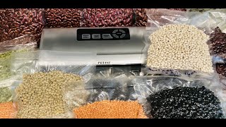 POTANE VACUUM \u0026 SEAL MACHINE PRODUCT SHARE/REVIEW—VACUUMING BEANS FOR LONG TERM STORAGE AND MORE