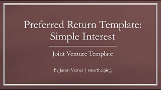 Preferred Return Model - Non-Compounding - Multiple Hurdles