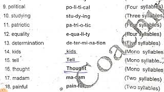 Syllables/Tntet paper-2 English grammar/Tnpsc