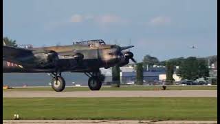 Avro Lancaster WW II heavy bomber taking off at Oshkosh airventure 2024.