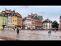 Rainy Morning Warsaw - Walking Tour Old Town, 4K 60fps City Walk - Travel Walk Tour,