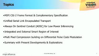 The MIPI Alliance Describes CSI-2 Image Sensor Interface Standard Features for Visual AI (Preview)