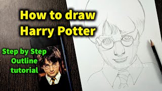 How to draw Harry Potter Step by Step // full sketch outline tutorial for beginners
