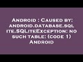 Android : Caused by: android.database.sqlite.SQLiteException: no such table: (code 1) Android