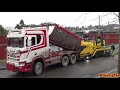 4k asphalt paving with sumitomo ha60w paver cat cd44b roller u0026 scania next gen trucks