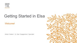 Getting Started in Elsa Webinar- November 14th, 2024