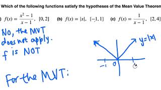Calculus I: whether the MVT applies to a function or not