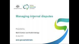 Webinar - Managing internal disputes - 24 July 2018