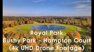 Royal Park-Bushy Park, Hampton Court side (4k UHD Aerial drone footage)