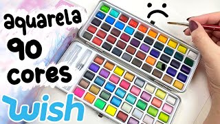 TESTANDO A AQUARELA DE 90 CORES DO WISH - GASTEI DINHEIRO ATOA