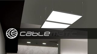 Kit de montaje de cables de acero para panel LED colgante distribuido por CABLEMATIC ®