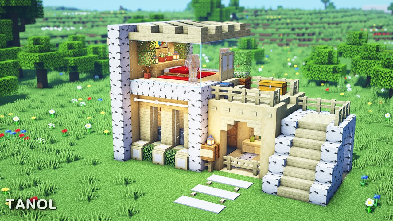 Minecraft Birch House Minecraft Starter House 88 3d Guide