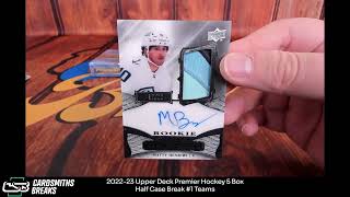 2022-23 Upper Deck Premier Hockey 5 Box Half Case Break #1