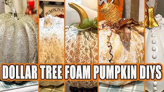 SIX DIY DOLLAR TREE PUMPKINS! | Easy Foam Pumpkin DIYs