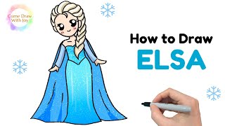 How to Draw Elsa Cute and Easy | How to Draw Queen Elsa from Frozen Step by Step | Disney Frozen