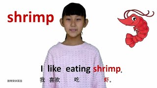 动物篇shrimp虾 牛津初高中小学少儿童英语单词和例句子 常荣