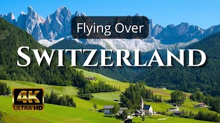4K Flying Over Switzerland | Relaxing Music & Beautiful Nature | For Relax, Study, Stress Relief