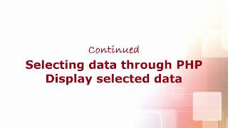 PHP day 12 select data through php